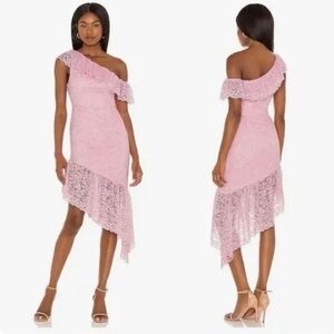 MAJORELLE Pink One Shoulder Lace Asymmetrical
Dress Size S